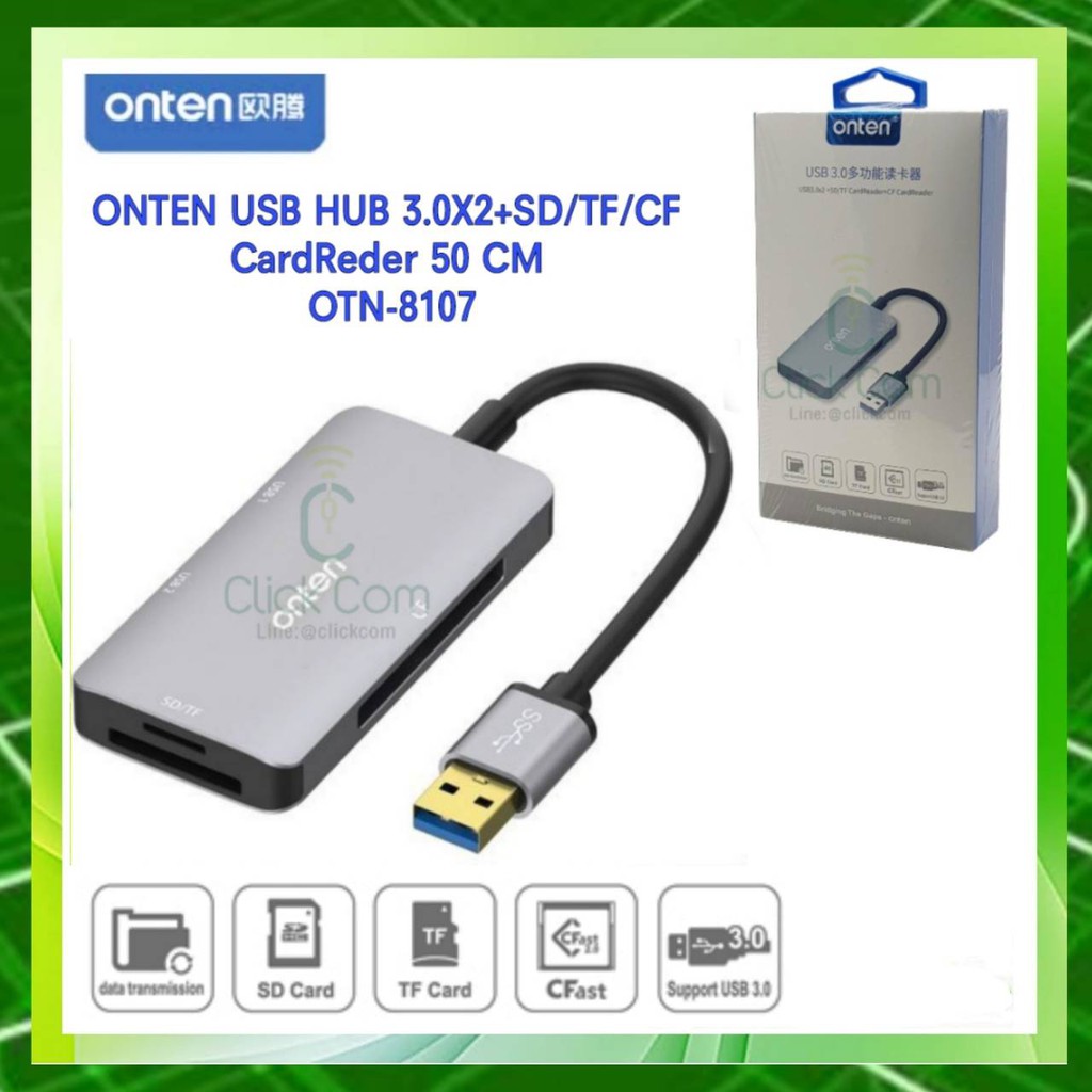 onten-usb-3-0-hub-with-sd-tf-cf-card-reader-รุ่น-otn-8107-รับประกัน-1-ปี