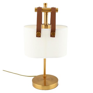 Table lamp TABLE LAMP CARINI 71077/1T CP CLASSIC FABRIC/LEATHER/METAL WHITE/BROWN/BRASS The lamp Light bulb โคมไฟตั้งโต๊