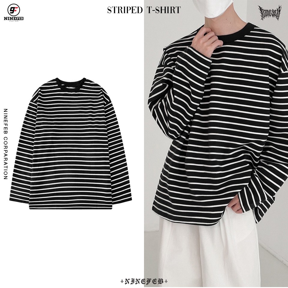 ลดล้างstock-9feb-striped-t-shirt-แขนยาว-พร้อมส่ง