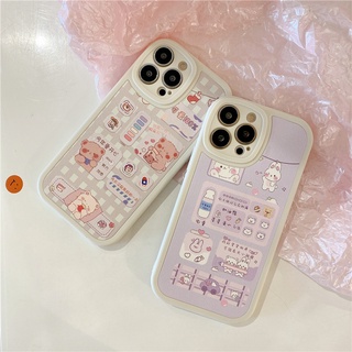 เคสโทรศัพท์หนังนิ่ม แบบป้องกัน ลายกระต่าย และหมี สําหรับ OPPO A54 A76 4G A3S A12e A31 A5S A7 A12 F11 A9 2020 A5 2020 A15 A15S A16 A53 2020 A52 A92 A96 4G