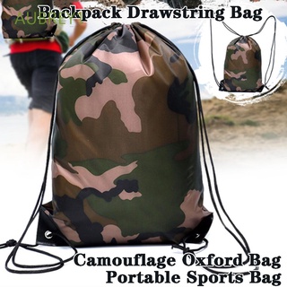 AUBREY1 Unisex Camouflage Drawstring Bag Fashion Oxford Bag Backpack Shoes Clothes Storage Riding Travel Small Outdoor Thicken Portable Sports Bag/Multicolor