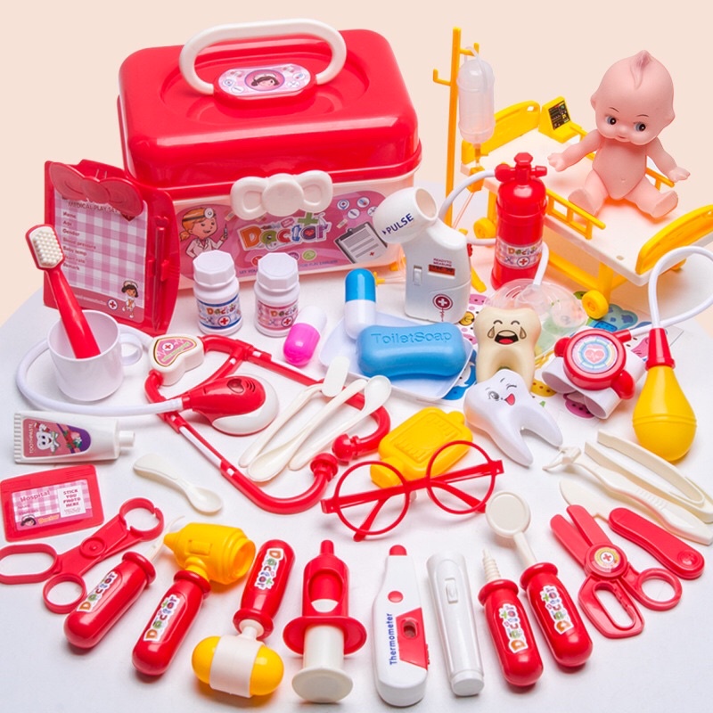 ภาพหน้าปกสินค้าของเล่นเด็กพัฒนาการของเล่นเด็กคุณหมอจำนวน52ชิ้น33ชิ้น ของเล่นชุดหมอ อุปกรณ์พยาบาล baby doctor set toys