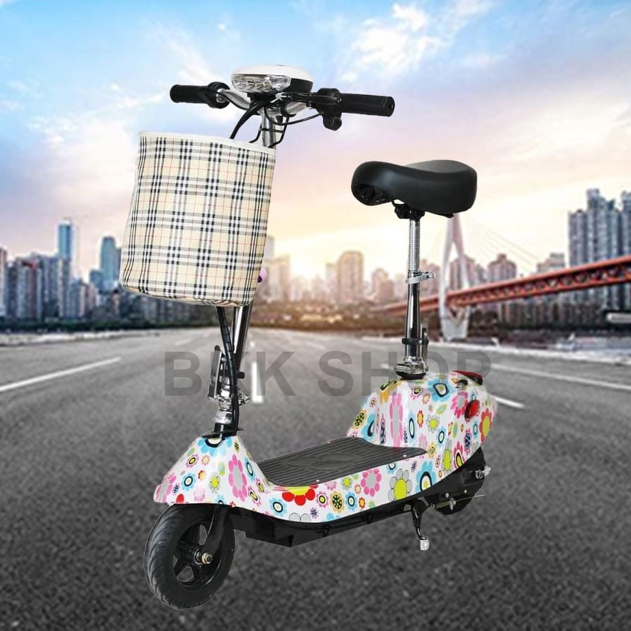 ใหม่-สกู๊ตเตอร์ไฟฟ้า-electric-scooter-24v-ไฟหน้า-led-สกูตเตอร์ไฟฟ้า-e-scooter-มอเตอร์-350w-รองรับน้ำหนัก-150-กิโลกรัม