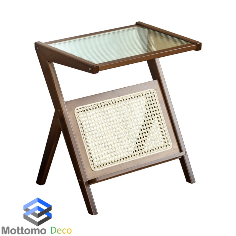 ภาพสินค้าMOTTOMO Luxury Modern Solid Bamboo Coffee Table with Woven and Moru Glass Top โต๊ะข้างเตียง โต๊ะกาแฟ สไตล์มินิมอล จากร้าน mottomodeco บน Shopee ภาพที่ 3