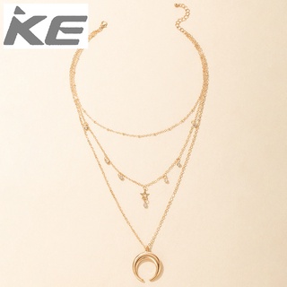 Jewelry Star Rhinestone Moon Alloy Multi-Necklace Three-Clavicle Chain for girls for women low