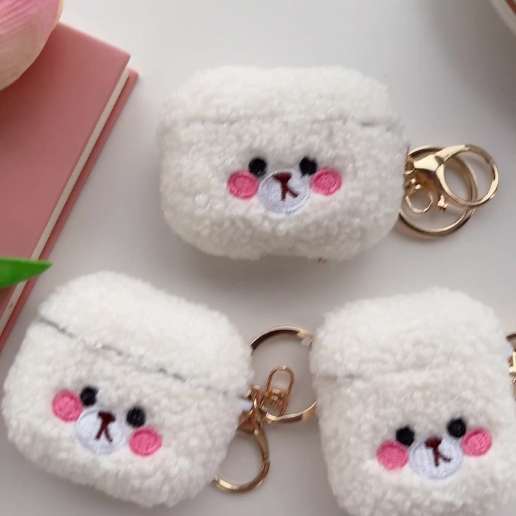 เคสหูฟัง-ผ้ากํามะหยี่ขนนิ่ม-ลายหมีน่ารัก-พร้อมแหวนโลหะ-สําหรับ-airpods3gen-airpods3-airpods3-airpods2gen-2021