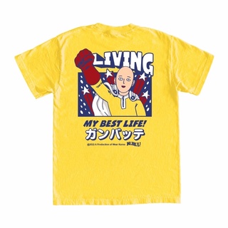 เสื้อยืดอินเทรนด์ผู้ชายอินเทรนด์ผู้หญิงเสื้อยืด พิมพ์ลายอนิเมะ One Punch Man Kuruu Living Saitama สําหรับผู้ชายS-3XL