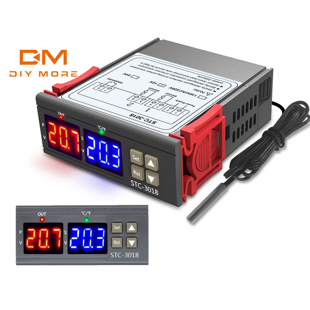 diymore-ดิจิตอลคอนโทรลเลอร์อุณหภูมิ-ac-110v-220vdc-12v-24v-stc-3018-thermostat-dual-จอแสดงผล-sensor-probe