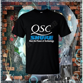 เสื้อยืด พิมพ์ลาย Qsc Shure Audio Hear The Power Of Technology สําหรับผู้ชาย