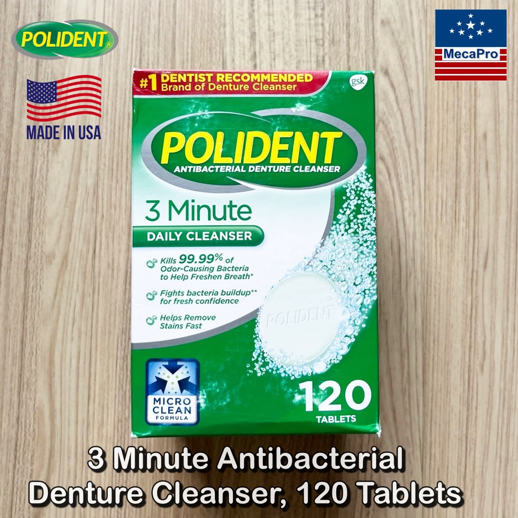 Polident® 3 Minute Antibacterial Denture Cleanser, 120 Tablets เม็ดฟู่