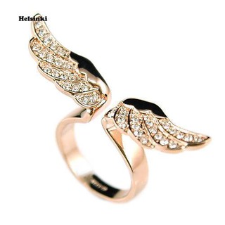 ภาพหน้าปกสินค้าHEL_Women\'s Vintage Retro Angel Wing Gold Plated  Adjustable Open Rings Jewelry ซึ่งคุณอาจชอบราคาและรีวิวของสินค้านี้