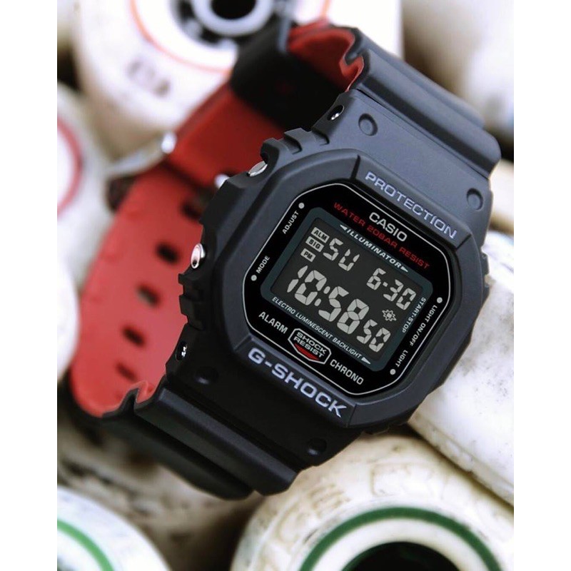 g-shockของแท้มีใบรับประกันศูนย์-dw-5600hr-drสายทูโทนดำแดงรุ่นใหม่ขายดีแฟนพันธ์แท้ต้องไม่พลาด