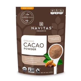 ราคาผงคาเคา Navitas, Now, Organic Cacao Powder, Ketofriendly, Superfoods