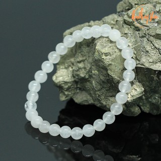 หินหยกขาว ขนาด 6 มิล White Jade แต่งสี กำไลหินมงคล ดึงดูดความมั่งคั่ง เสริมความเจริญก้าวหน้า หินสีขาว by.ออมทอง