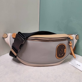 COACH 959 Rivington Belt Bag In Signature Canvas With Coach Patch Black Copper/Khaki/True Navy