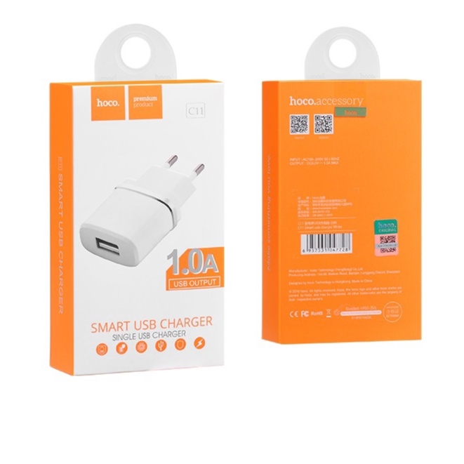 Hoco C11อะแดปเตอร์ ปลั๊กชาร์จ1ช่องชาร์จ 1.0A ของแท้ 100% | Shopee Thailand