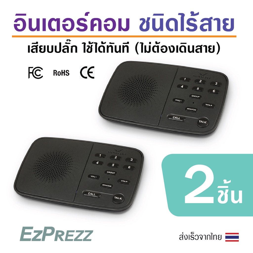 ภาพหน้าปกสินค้าอินเตอร์คอมไร้สาย wireless Intercom ระยะ 500 เมตร ไม่ต้องใช้แบตเตอรี่ ไร้สาย เสียบปลั๊กใช้ได้ทันที พร้อมส่งจากไทย