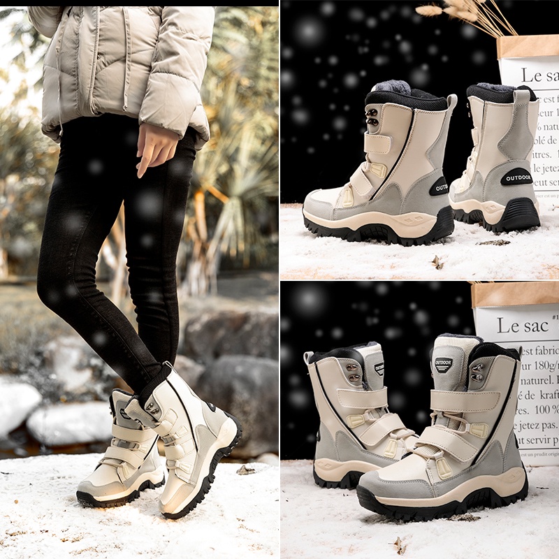 ภาพหน้าปกสินค้ารองเท้าบูท ผ้าฝ้าย แบบหนา ป้องกันหิมะ ให้ความอบอุ่น กันน้ํา เหมาะกับใส่เล่นสกีฮอกไกโดกลางแจ้ง แฟชั่นฤดูหนาว สําหรับผู้หญิง ไซซ์ 36-42 รองเท้าบูท ความยาวปานกลาง