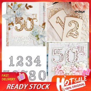 Erd Lace Numbers แผ่นแม่แบบโลหะตัดลาย Diy สําหรับตกแต่งสมุดกระดาษหัตถกรรม