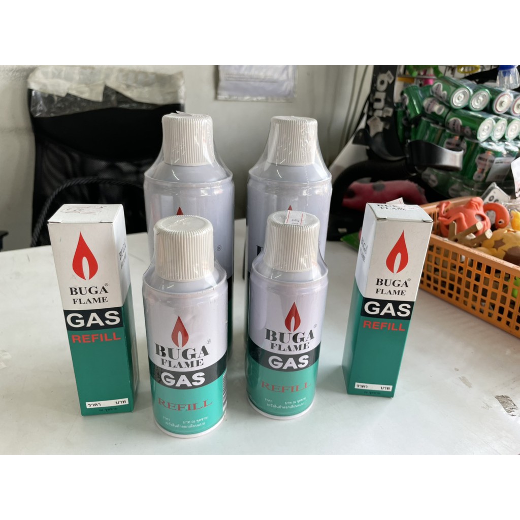 แก๊สกระป๋อง BUGA FLAME GAS แก๊สเติมไฟแช็ค BUGA GAS บูก้า | Shopee Thailand