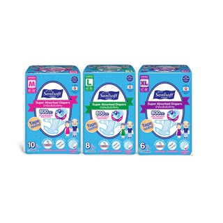 Sanisoft / แซนนิซอฟท์ ผ้าอ้อมผู้ใหญ่ซึมซับพิเศษ 800cc. แบบเทป (M-10,L-8,XL-6)