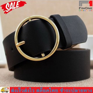 Fin 1 เข็มขัด เข็มขัดผู้หญิง Woman Belt Ceinture Circle Design No. 2256