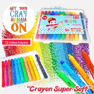 สีเทียน crayon สีนุ่ม สีปลอดสาร Non toxic สีเทียนสำหรับเด็ก สีเทียนลื่น สีเทียนสำหรับเด็ก 12 สี