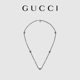 [พร้อมส่ง] Gucci สร้อยคอเงิน เคลือบ แบบบาง สองชั้น