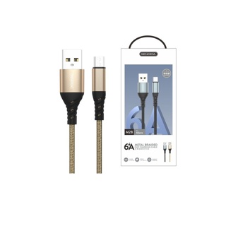 สายชาร์จ Sendem M28 ชาร์จเร็ว 6A METAL BRAIDED FAST CHARGING CABLE ประกันศูนย์ 1 ปี