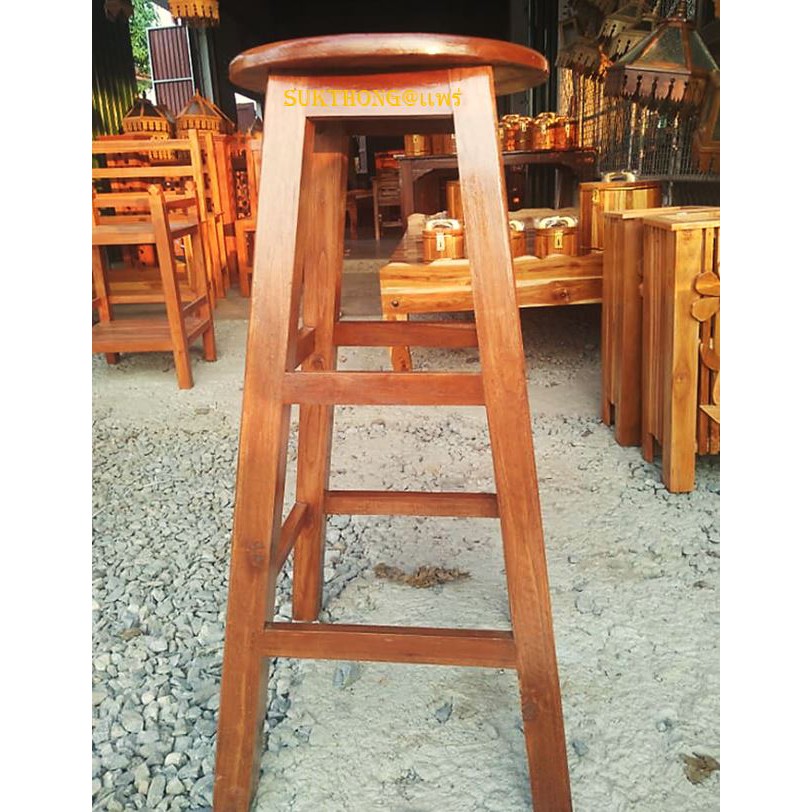 sukthongเเพร่-เก้าอี้บาร์-ไม้สักทองเเท้-32x32xสูง80-ซม-เก้าอี้สตูล-เก้าอี้ทรงกลมไม้สักทองเเท้