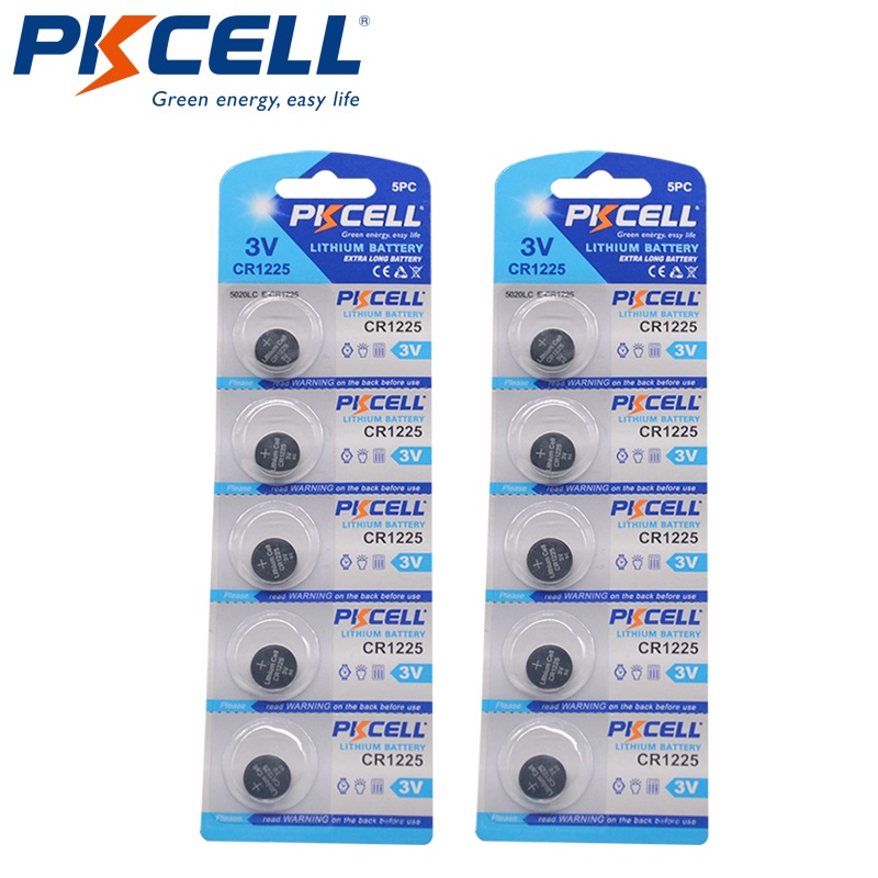 PKCELL LM1225 BR1225 ECR1225 KCR1225 CR1225 3V Button Coin Cell Battery Bulk Lot 10Pcs Shopee