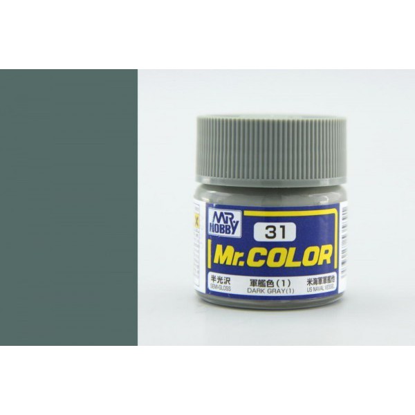 สีสูตรทินเนอร์-mr-hobby-สีกันเซ่-c31-dark-gray-1-semi-gloss-10ml