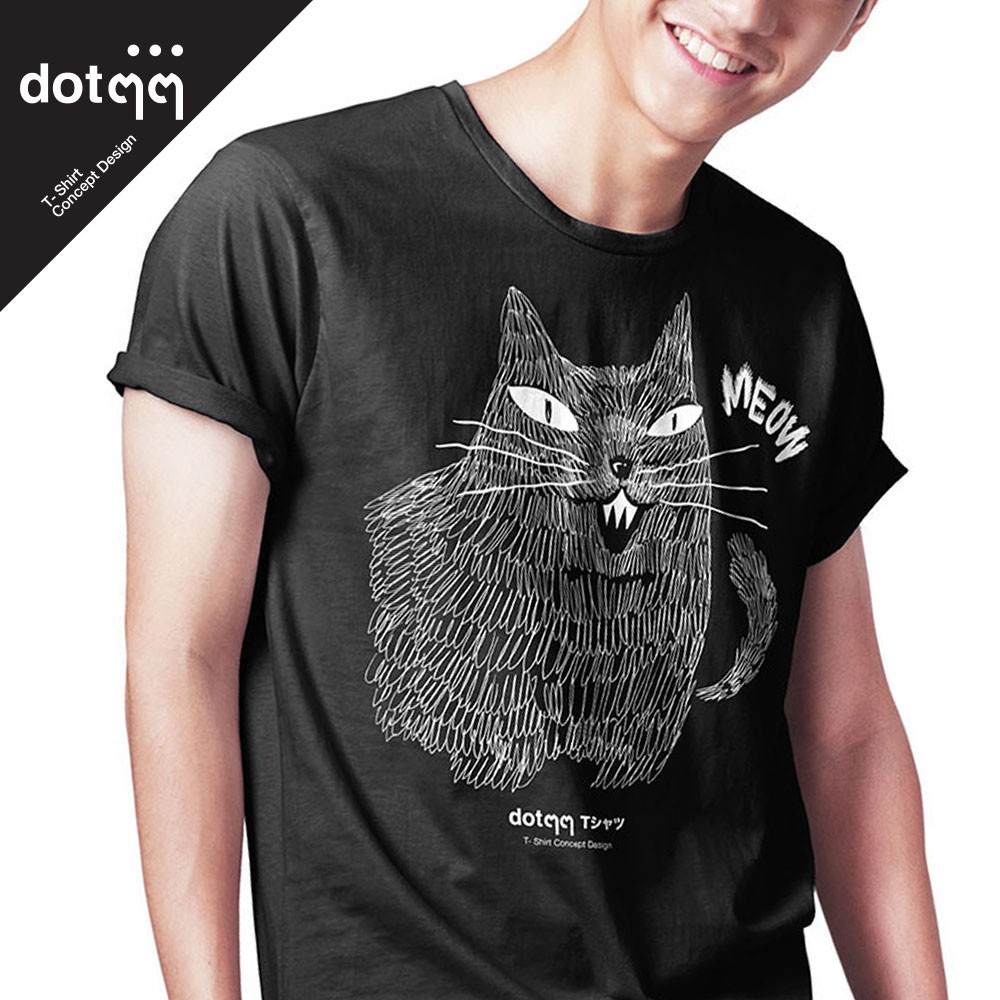 dotdotdot-เสื้อยืดผู้ชาย-concept-design-ลาย-freak-cat-black