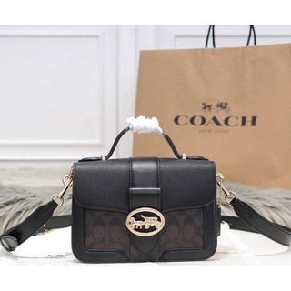 COACH  GEORGIE TOP HANDLE IN BLOCKED SIGNATURE CANVAS