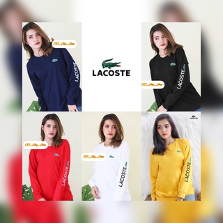 เสื้อยืดแขนยาวปักแขน Lacoste งานปัก-งานป้าย Cotton100% Long F.09 (ฟรีไซร์ 38"-42")