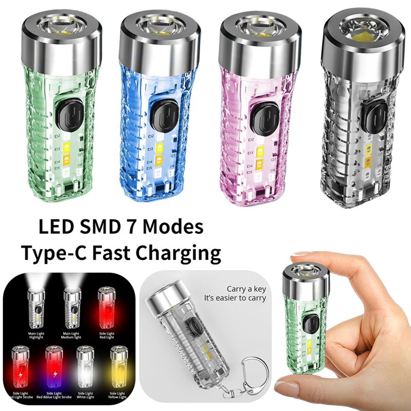 ราคาและรีวิวพวงกุญแจไฟฉาย LED SMD Type-C ขนาดเล็ก ชาร์จเร็ว 7 โหมด อเนกประสงค์ กันน้ํา สําหรับตั้งแคมป์