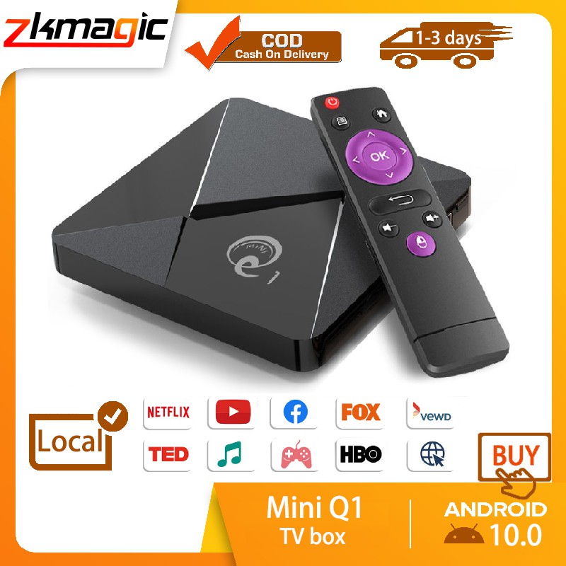 ภาพหน้าปกสินค้าMINI Q1 Smart TV BOX Android 10.1 Tv box smart Youtube 2GB 16GB Rockchip RK3328 Quad Core 2.4GHz WIFI 4K Googl