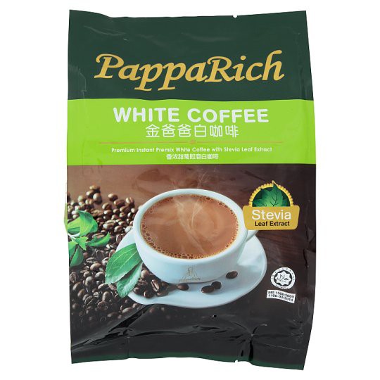 papparich-พรีเมี่ยมพรีมิกซ์ทันใจกาแฟสีขาวที่มีสารสกัดจากหญ้าหวานใบ-12pcs-x-30g-360g