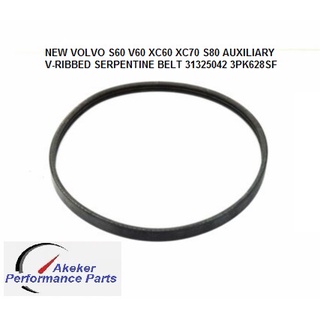 NEW VOLVO S60 V60 XC60 XC70 S80 AUXILIARY V-RIBBED SERPENTINE BELT 31325042 3PK628SF