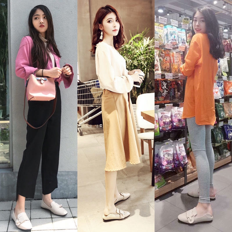 hot-sale-รองเท้าผู้หญิงหญิง-2020-เวอร์ชั่นเกาหลีใหม่ของหัวตารางป่าน้องสาวของรองเท้าหนังนุ่ม-peas-ผู้หญิงสองสวมรองเท้าแ