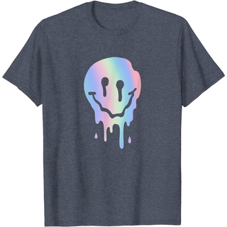 เสื้อยืดแขนสั้นลําลอง พิมพ์ลาย Techno Smiley Melting Face LSD MDMA แฟชั่นสําหรับสตรี