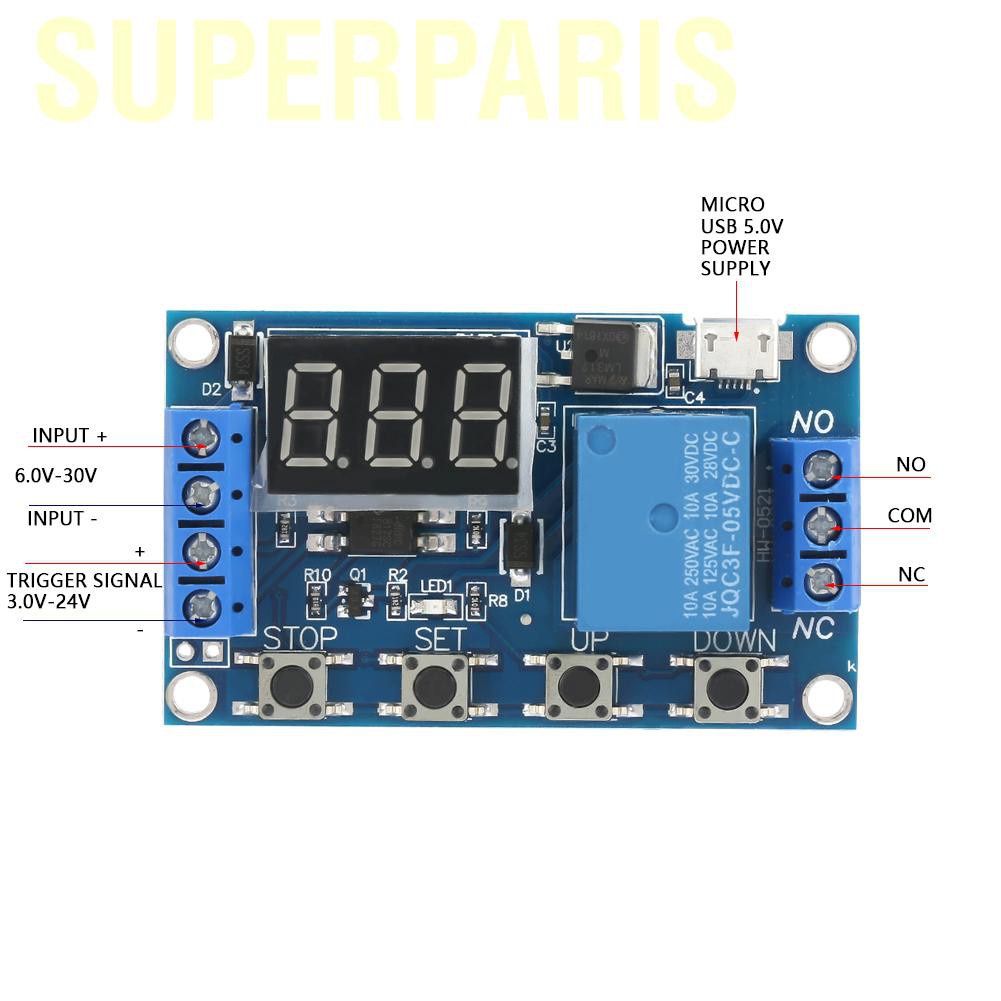 ภาพสินค้าSuperparis DC 5-30V LED Display Delay On/Off Relay Module Trigger Cycle Timer Switch จากร้าน superparis.th บน Shopee ภาพที่ 6