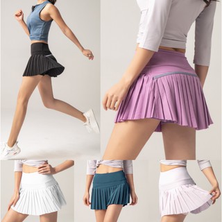 Sport skirt กางเกงกระโปรงออกกำลังกาย กระโปรงเทนนิส มีซับกางเกง✅ เนื้อผ้าระบายอากาศได้ดี สวมใส่สบาย YOGA-025 (DK09)