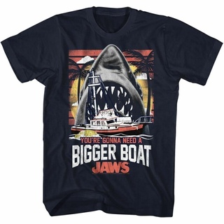 เสื้อยืดผ้าฝ้ายพิมพ์ลายขายดี ขายดี เสื้อยืดลําลอง แขนสั้น พิมพ์ลาย Jaws Youre Gonna Need A Bigger Boat สไตล์อเมริกันคลา