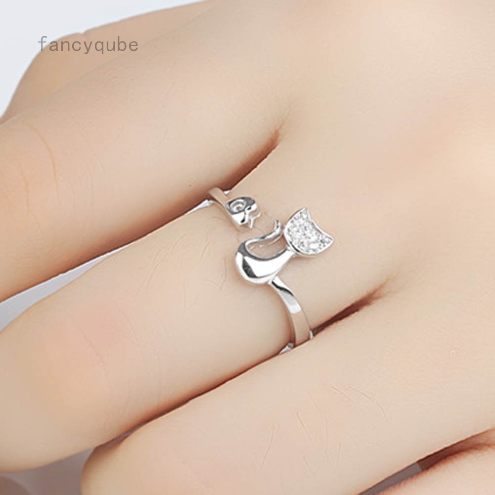 แหวนเพชรเงินแท้-925-รูปแมวน้อยน่ารัก-สําหรับผู้หญิง