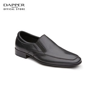 สินค้า DAPPER รองเท้าหนังทำงาน แบบสวม Plain-Toe Loafers Tech-Leather สีดำ (HBKB1/658LB5)