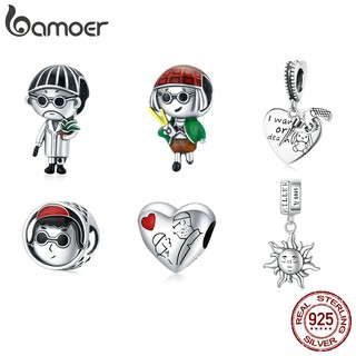 Bamoer 925 Silver Charm Boy &amp; Girl Series Fashion Gifts For Diy Bracelet Accessories Scc19886