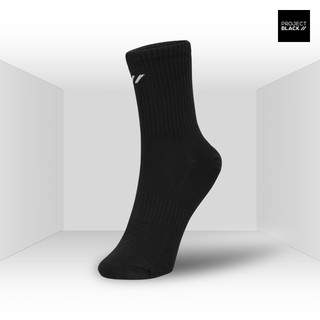 Project Black โปรเจกต์ แบล็ก Socks ถุงเท้า รุ่น Crew ถุงเท้าข้อยาว