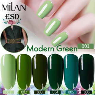 🔥.สีทาเล็บเจล Milan สีเขียว Modern Green Color ขนาด 15 ml อบ UV เท่านั้น ส่งฟรี + เก็บปลายทาง