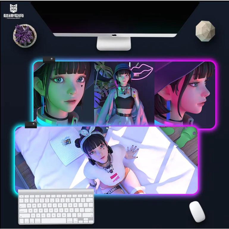 แผ่นรองเม้าส์มีไฟ-แผ่นรองเม้าท์rgb-led-light-ลายanime-ขนาดใหญ่-gaming-mouse-pad